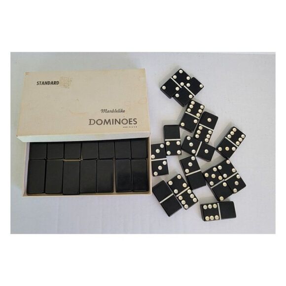 Vintage 1960's Marblelike Domino Set - Picture 1 of 4